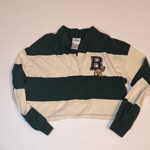 Disney Black and Cream Striped Polo with B Patch